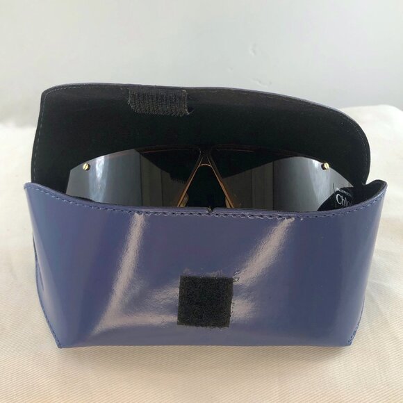 Chloe NWT Rare Vintage Shield Wrap Sunglasses Brown Metal Frame Phoebe Philo Era - Picture 3 of 11